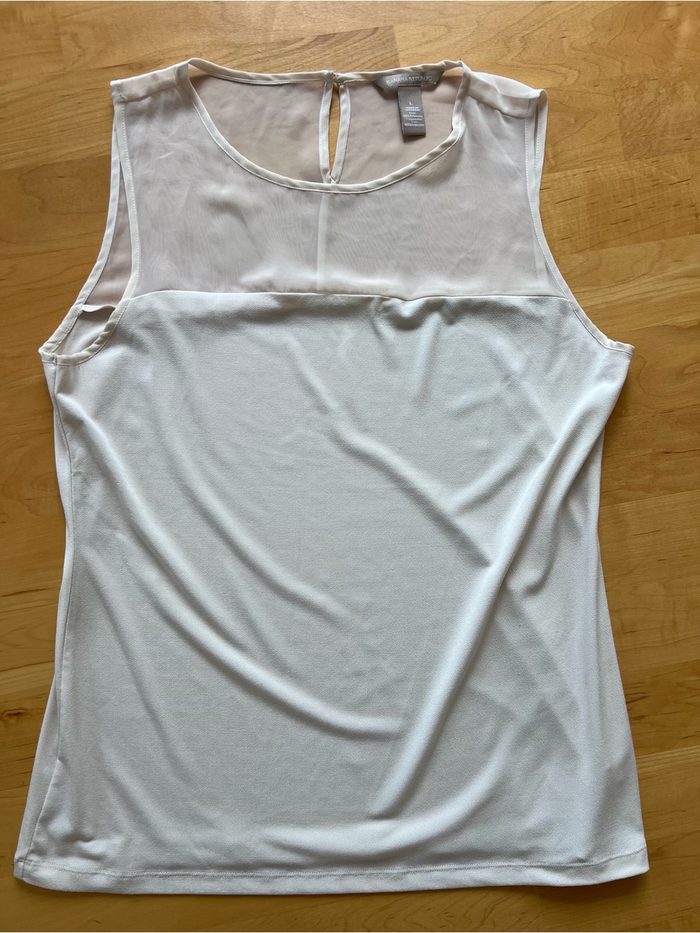Banana Republic White Sleeveless Sheer Yoke Camisole